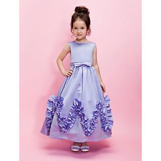 Ball Gown Jewel Ankle length Satin Flower Girl Dress