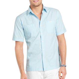 Izod Short Sleeve Chambray Shirt, Blue, Mens