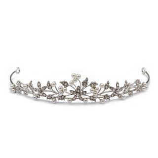 Rhinestone Flower And Pearl Tiara