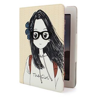 Protective Sweet Style PU Leather Case and Stand for iPad 2 (Girl)