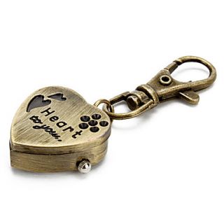 Unisex Heart shaped Alloy Analog Quartz Keychain Watch (Bronze)