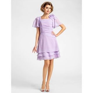 A line Square Knee length Chiffon Mother of the Bride Dress