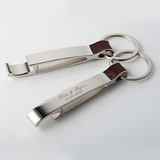 Personalized Shining Silver Key Ring/Bottle Opener (Set of 4)