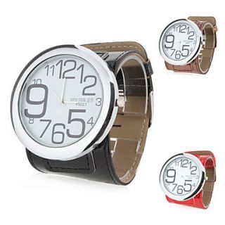 Womens Funky Numbers Style PU Leather Analog Quartz Wrist Watch (Assorted Colors)