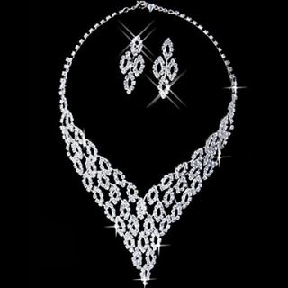 Gorgeous Rhinestone Two Piece V Design Ladies Jewelry Set (45 cm)