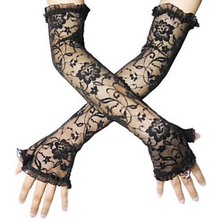 Lace With Embroidery Bridal/ Party/ Evening Fingerless Gloves