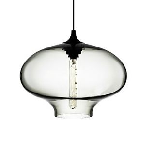 40W Modern Glass Pendant Light in Black Bubble Design