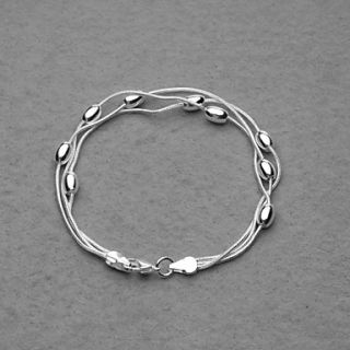 Fashion Silver Plated Three Chain And Big Beads Womens Bracelet