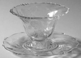 Heisey Heisey Rose Mayonnaise Bowl and Underplate   Stem #5072, Etched  Rose Des