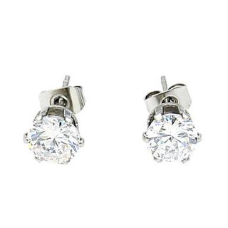 Womens Fine Silver Earring With Diamond Mounted