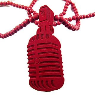 Microphone Pattern Wooden Necklace