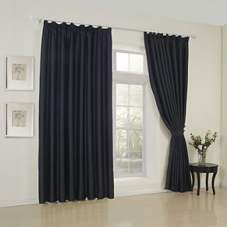 (One Pair) Classic Solid Black Blackout Curtain