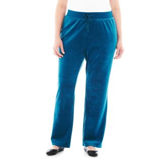 Made For Life Velour Warm Up Pants   Plus, Tahoe Teal, Womens