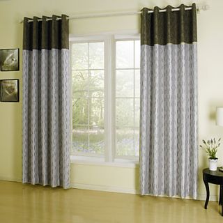 (One Pair) Casual Stripe Jacquard Energy Saving Curtain