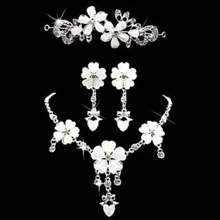 Gorgeous Alloy Elegant Rhinestone Wedding Jewelry Set Including Tiara,Necklace,Earrings