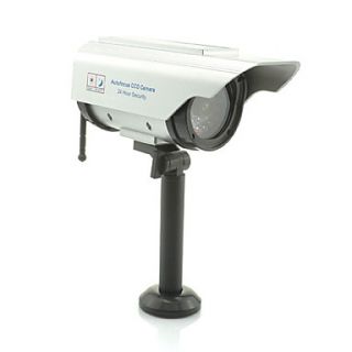 Solar and Battery Dual Power Dummy Security Camera with LED Blinking Light and Wireless Antennas