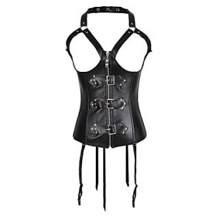 Leatherette with Zipper Strapless Front Zipper Closure Corsets Shapewear