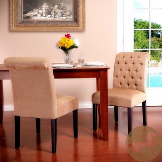 Light Brown Tufted Dining Chairs (set Of 2)