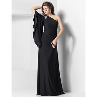 Sheath/Column One Shoulder Floor length Jersey Evening Dress
