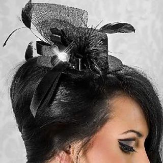 Gorgeous Black Net With Feather Womens Fascinators