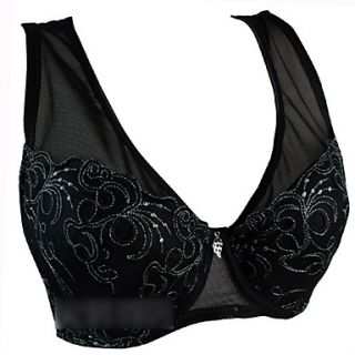Deep V Full Cup Embroidered Bra