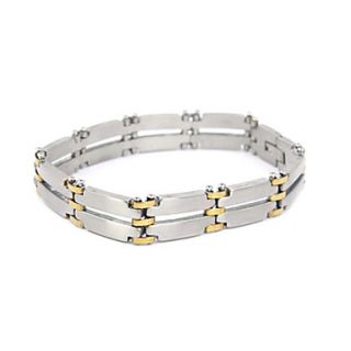 Chain Pattern Golden Connector Titanium Steel Bracelet