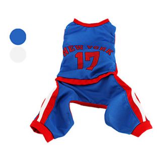 New York 17 Jersey Style Sports Outfit for Dogs (XS XL, Assorted Colors)