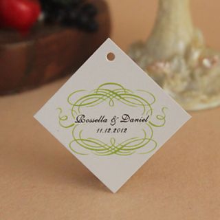 Personalized Rhombus Favor Tag   Green Elegance (Set of 30)
