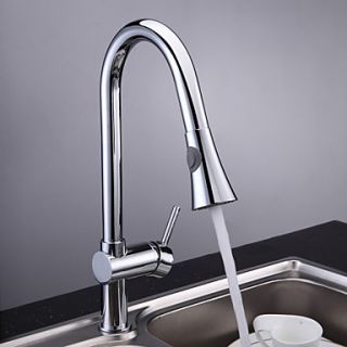Chrome Finish Single Handle Pull Out Kitchen Faucet
