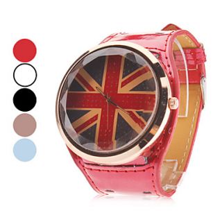 Unisex Quartz Analog UK Flag Pattern Dial PU Band Wrist Watch (Assorted Colors)