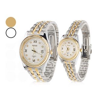 Couple Style Unisex Steel Analog Quartz Wrist Watch Couple Style (Silver)