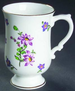 Royal Victoria Rov8 Mug, Fine China Dinnerware   Scattered Violets, Green Leaves