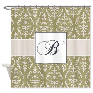  Letter B Sage Blue Damask Shower Curtain  Use code FREECART at Checkout