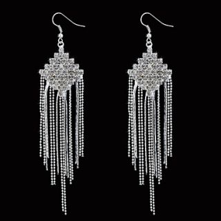 Lovely Alloy Tassels Design Crystal Drop Earrings