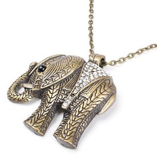 Elephant Shape Copper Necklace with Rhinestone