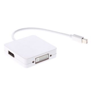 Mini DisplayPort Male to DisplayPort Female, HDMI Female and DVI Female Adapter Cable for Apple MacBook