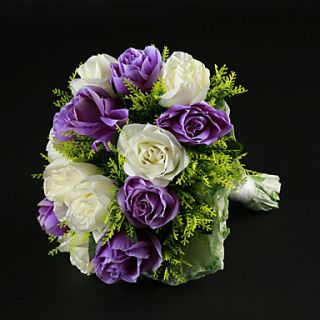 Lovely Round Hand tied Satin Rose Wedding Bouquet