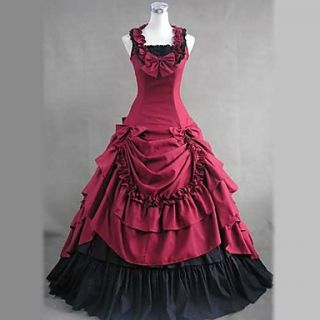 Elegant Sleeveless Floor length Red Cotton Aristocrat Lolita Dress