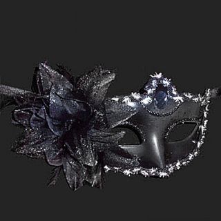 Pure Black Purfle Flower Plastic Half face Mask