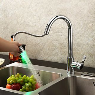 Solid Brass Kitchen Faucet with Color Changing LED Light