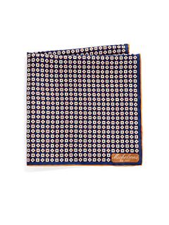  Collection Silk Floral Pocket Square   Navy