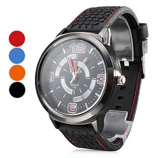 Mens Wrist Style Silicone Analog Quartz Watch (Black)