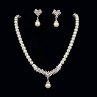 Stylish Pearls With Rhinestone Womens Jewelry Set Including Necklace,Earrings