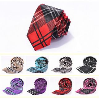 Mens Check Narrow Trendy Necktie(Width5CM)