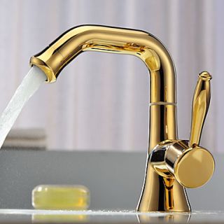 Contemporary Solid Brass Single Handle Ti PVD Finish Bathroom Sink Faucet