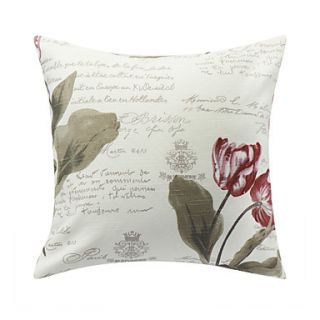 Modern Floral and Words Polyester Decorative Pillow Cover