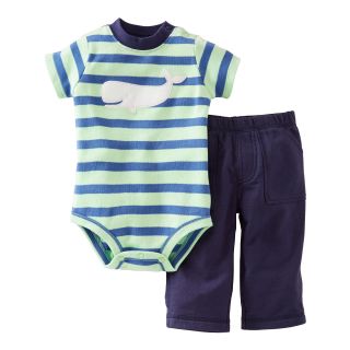 Carters Carter s Whale Bodysuit Pant Set   Boys newborn 24m, Navy Mint Stripe,