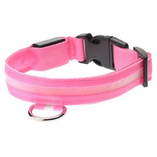 Adjustable High Quality Nylon LED Collar for Dogs (Pink)