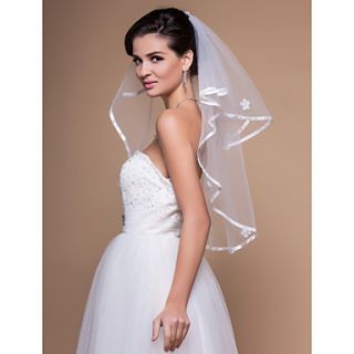 2 Layers Elbow Wedding Veils With Ribbon/Finished Edge (More Colors)