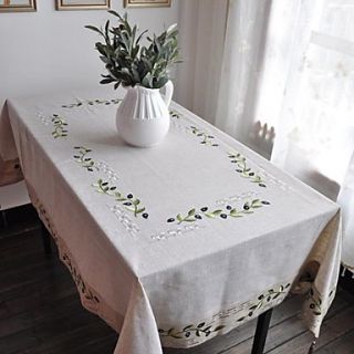 Classic White linen Olive Branch Table Cloths